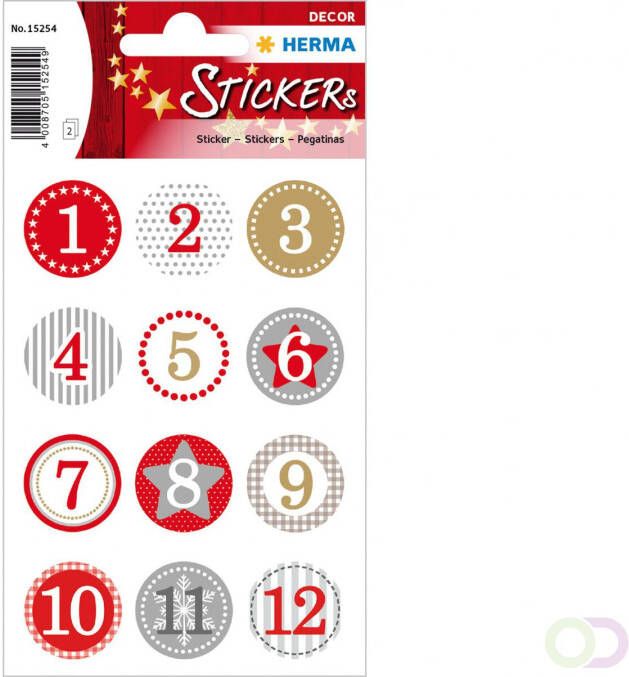 Herma 15254 Stickers adventkalender stickers 1-24 rood Ã 2 cm